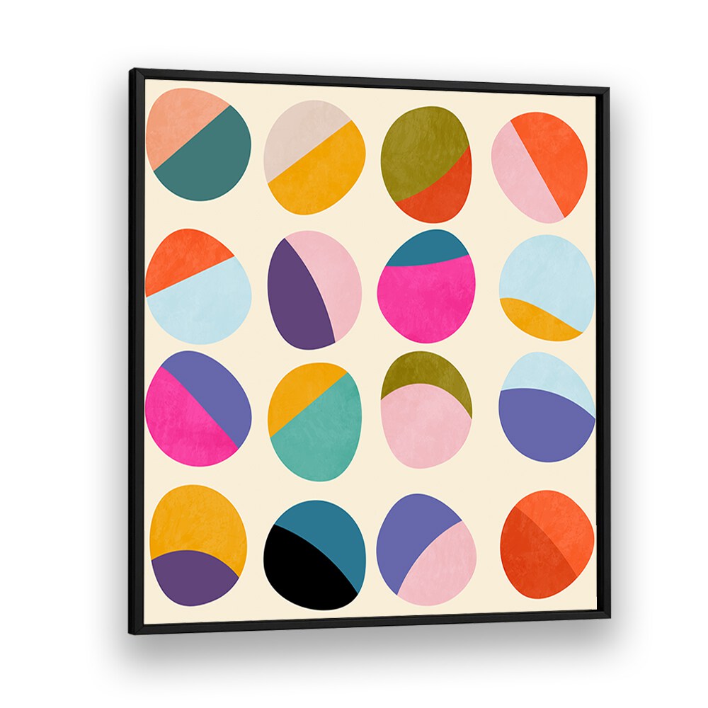 Colorful circles in a modern design, showcasing PATTERN III MID BUNT VI KOPIE, ABSTRACT PAINTINGS by Ana Rut Bre.