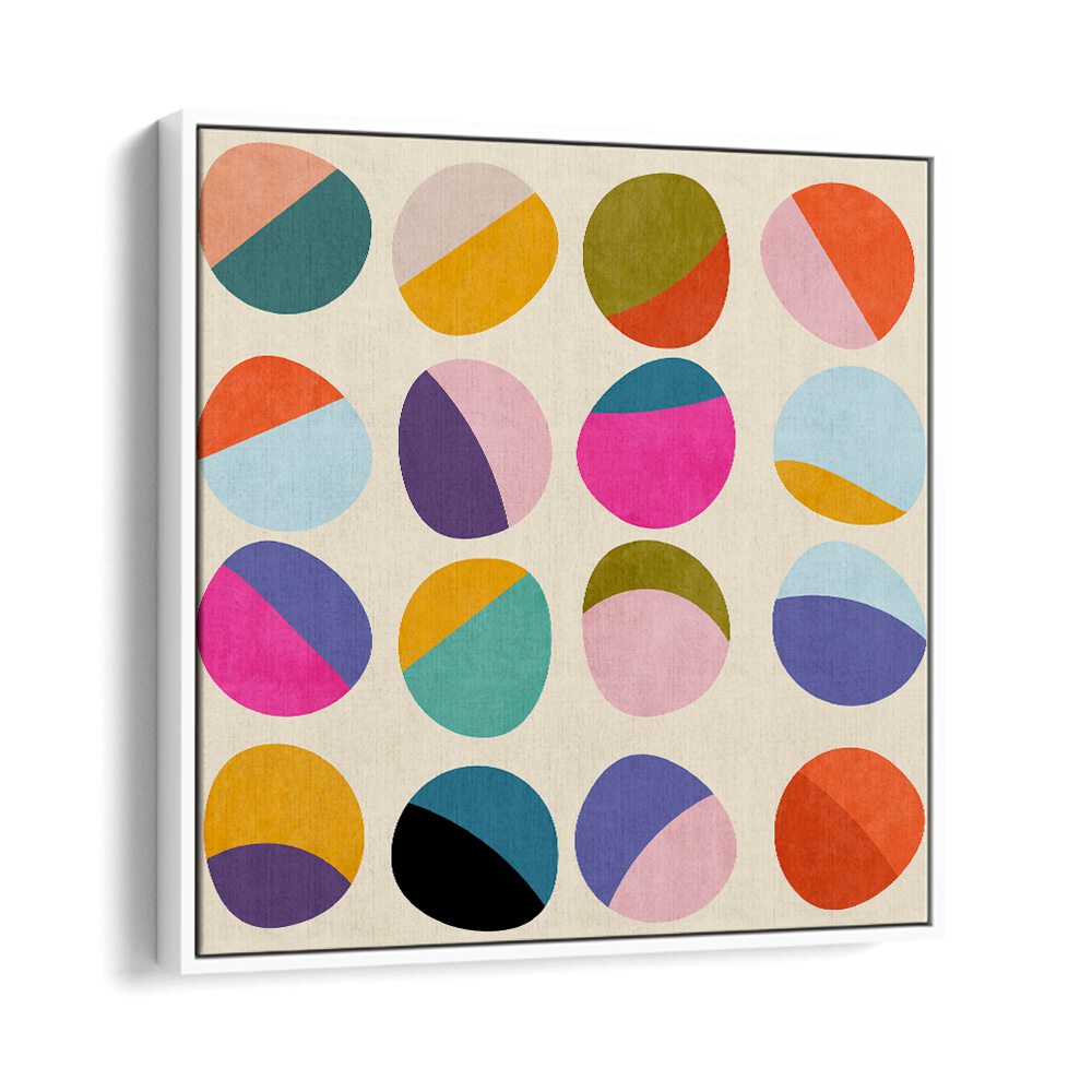 Vibrant circles in the PATTERN III MID BUNT VI KOPIE, ABSTRACT PAINTINGS by Ana Rut Bre enhance modern decor.