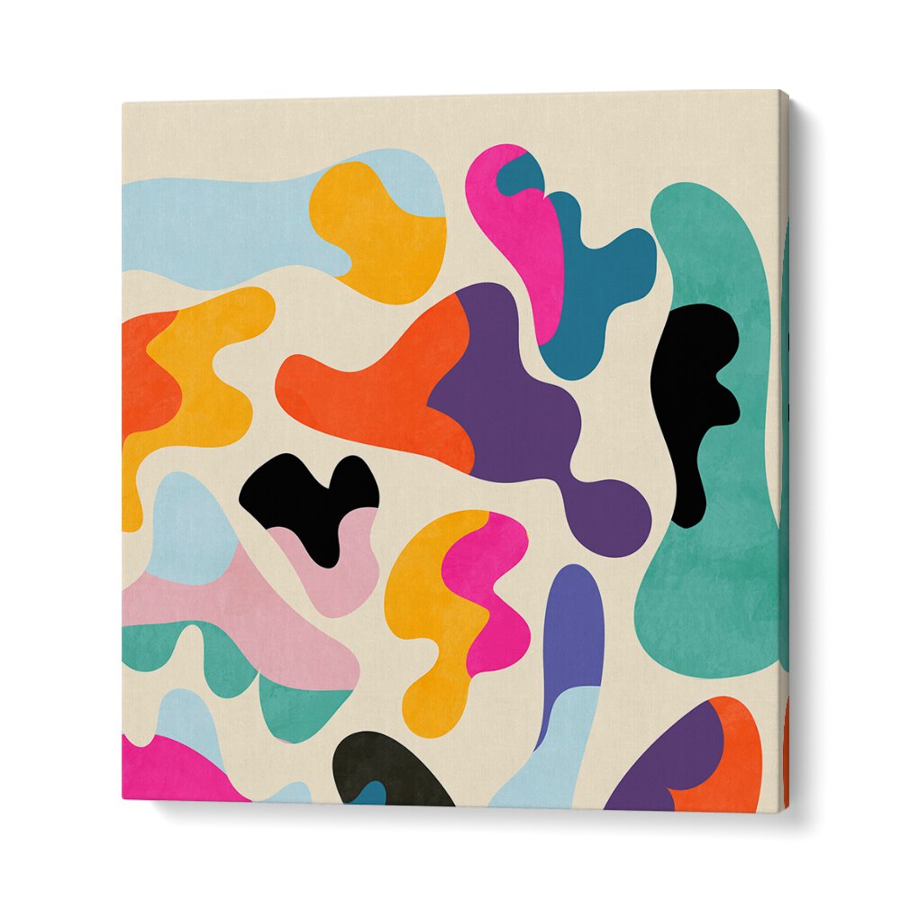 Colorful shapes and forms in PATTERN III MID BUNT XI, ABSTRACT PAINTINGS by Ana Rut Bre, perfect for any art lover's space.