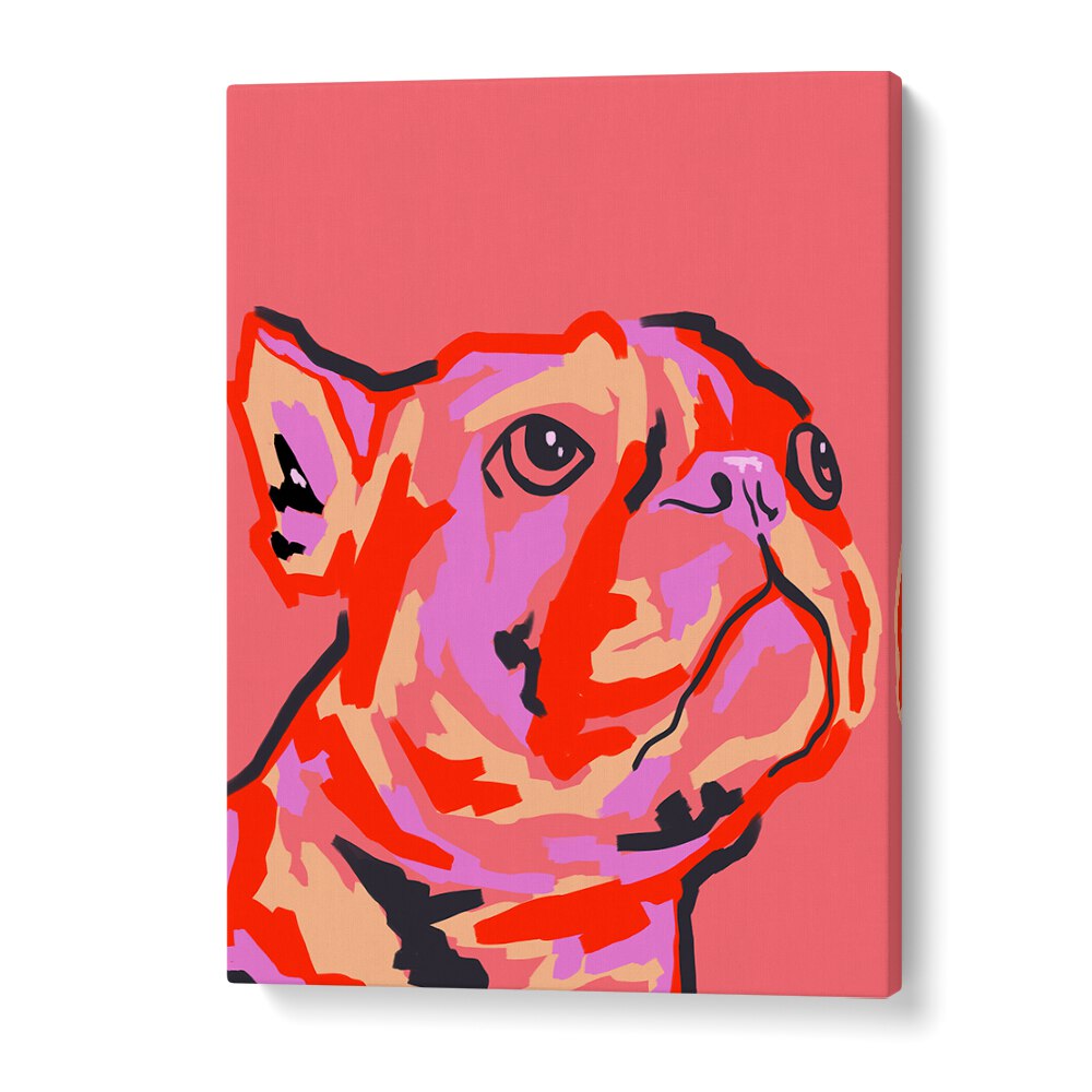 Vibrant PAWSITIVELY PATCHED, KIDS ROOM PAINTINGS featuring a colorful dog, perfect for pet lovers' decor.