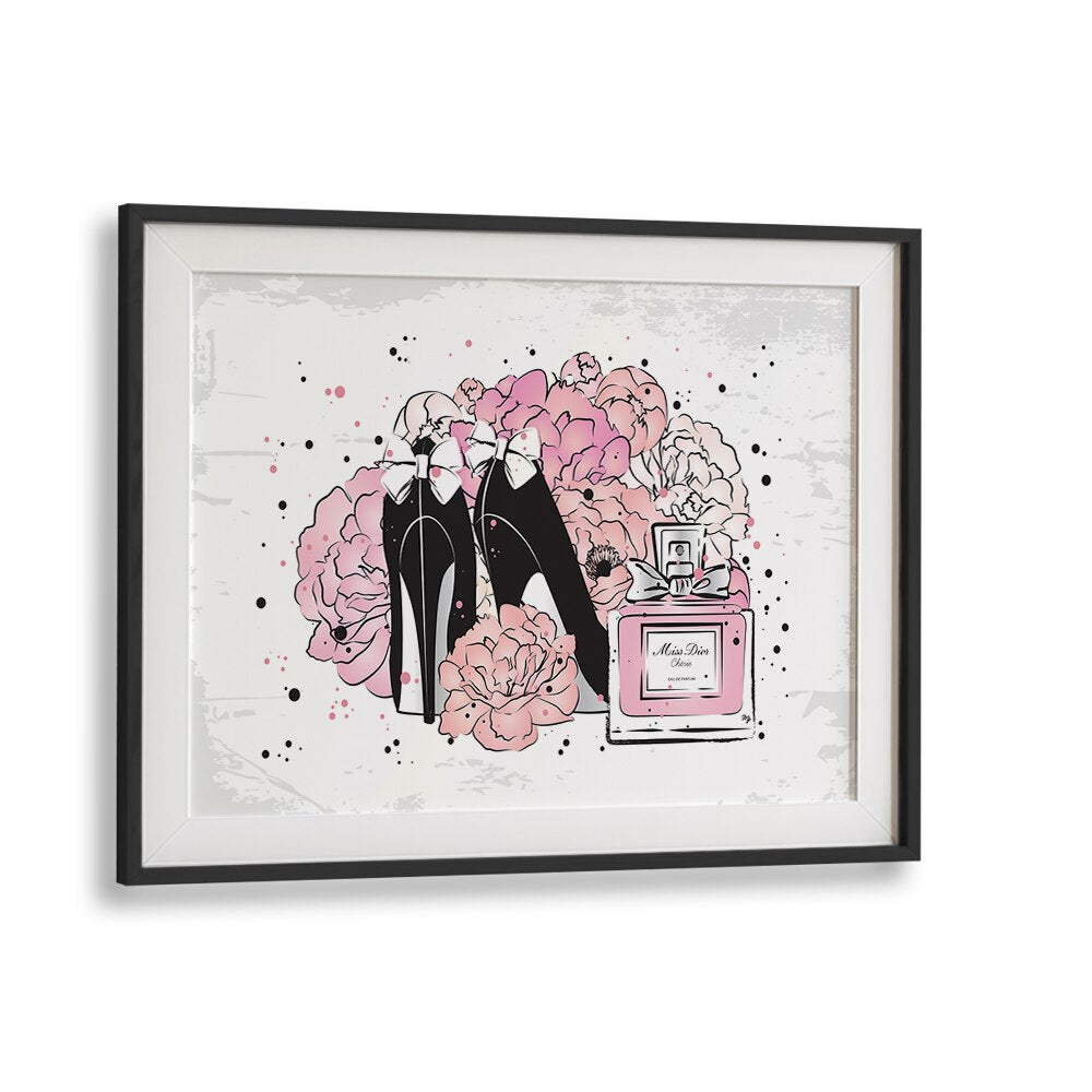 Elegant PEONY FASHION, FASHION POSTERS featuring chic heels and perfume, perfect for stylish home decor.