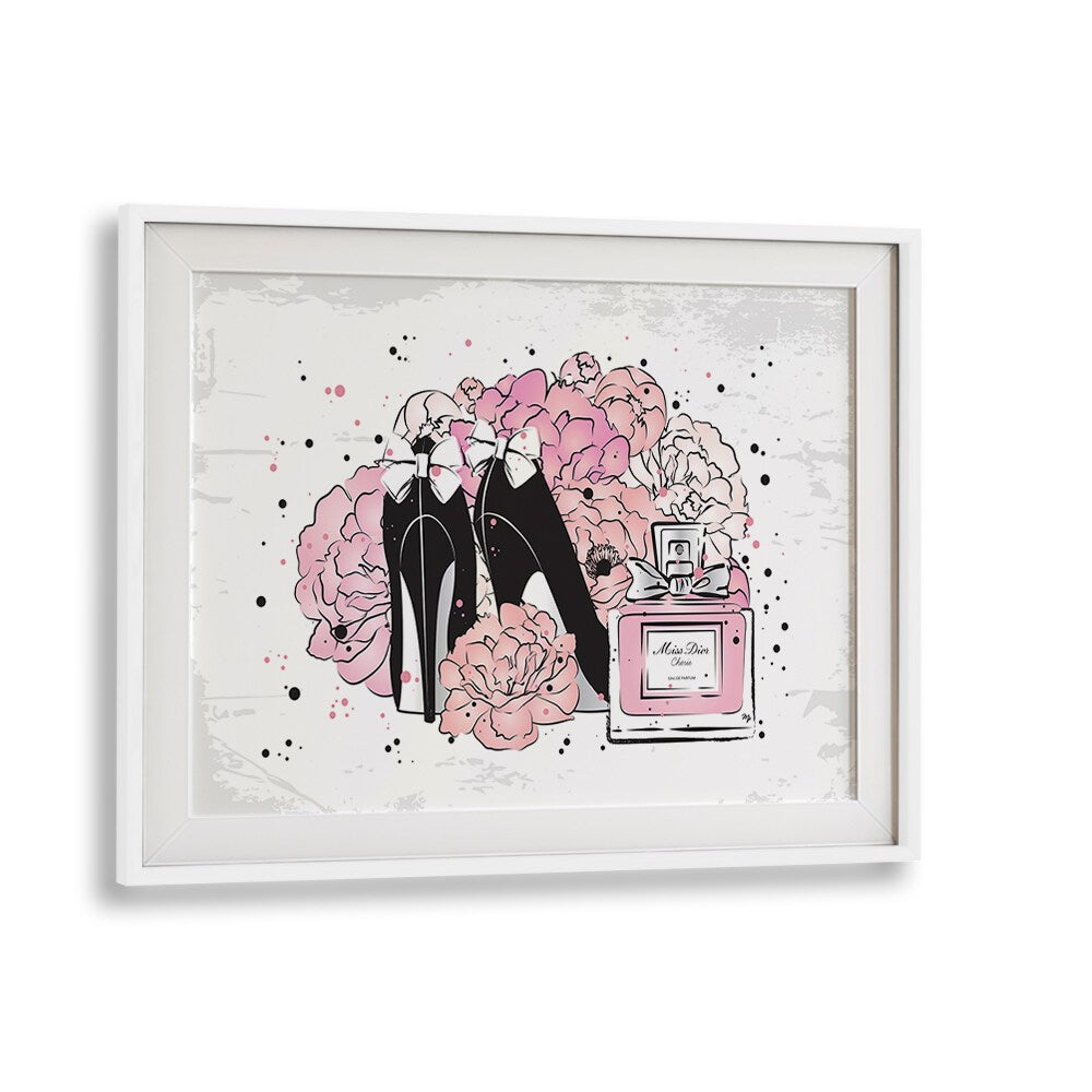 Elevate your decor with PEONY FASHION, FASHION POSTERS featuring chic heels and floral elegance by Martina.