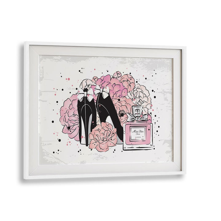 Elevate your decor with PEONY FASHION, FASHION POSTERS featuring chic heels and floral elegance by Martina.