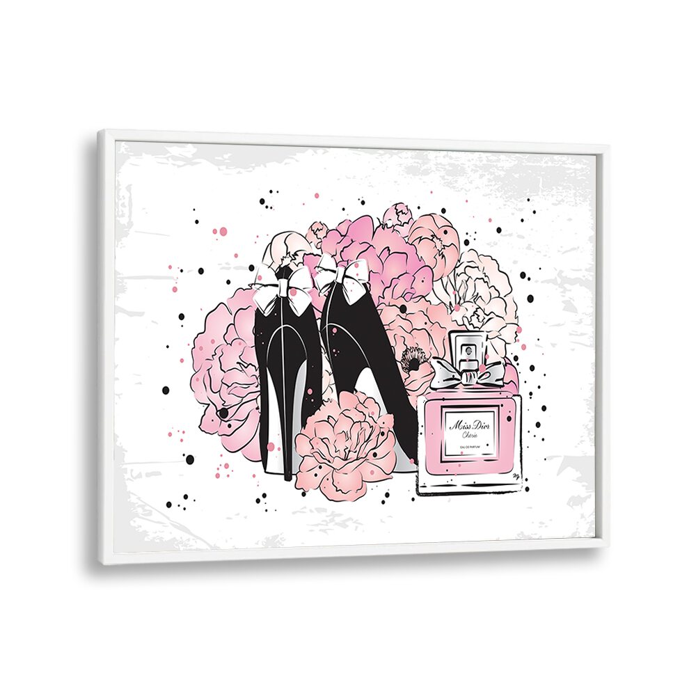 Elegant PEONY FASHION and FASHION POSTERS featuring chic heels and perfume, perfect for stylish home decor.