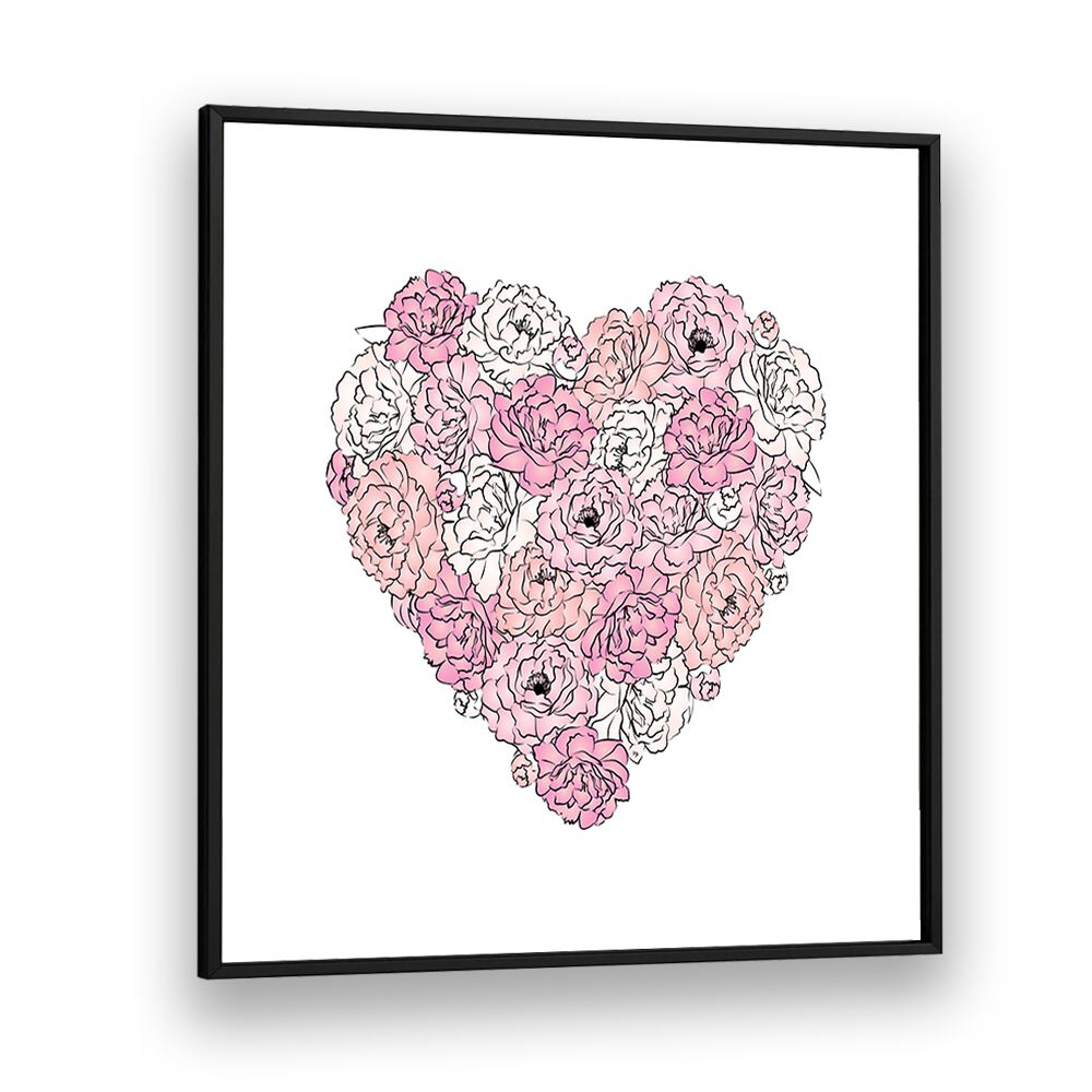 PEONY HEART, FASHION POSTERS by Martina features a floral heart design, adding elegance to your decor.