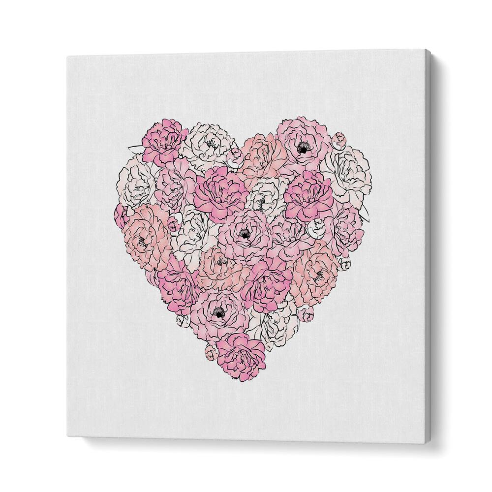 Elegant PEONY HEART fashion posters by Martina, featuring a heart shape adorned with stunning roses in soft hues.