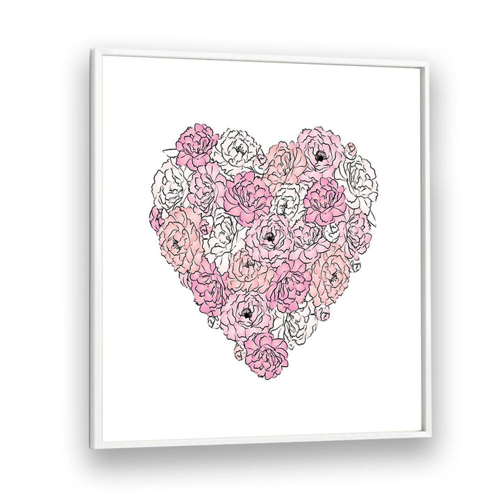 Elegant PEONY HEART fashion posters by Martina showcase a beautiful heart made of pink peonies, perfect for stylish decor.