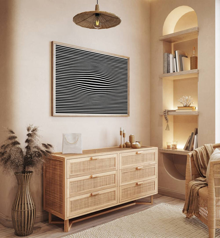 Stylish interior featuring PERCEPTIVE PHANTASMAGORIA, ABSTRACT PAINTINGS by Preayna, enhancing modern decor.