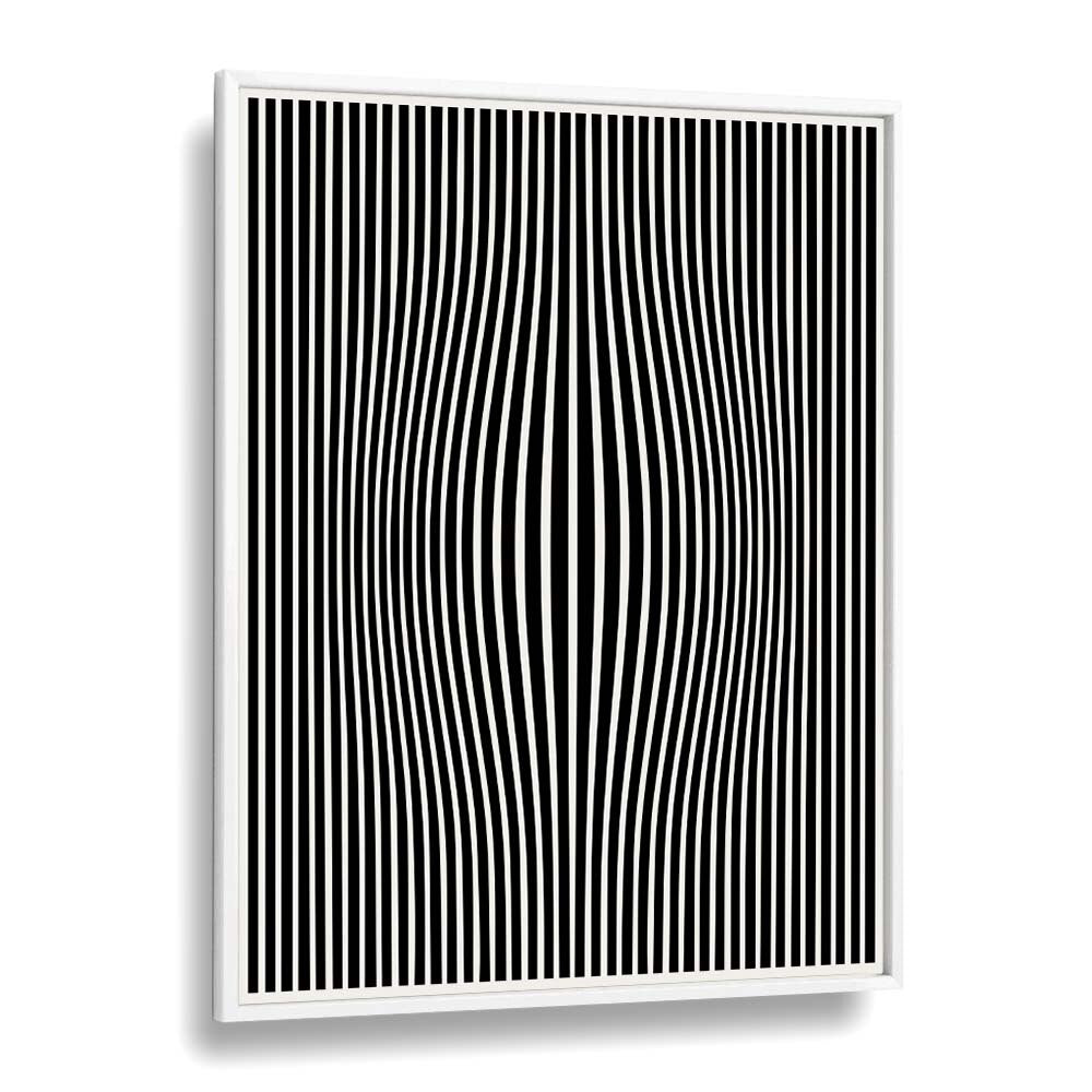 Stylish PERCEPTIVE PHANTASMAGORIA, ABSTRACT PAINTINGS by Preayna framed in white, showcasing mesmerizing line art.