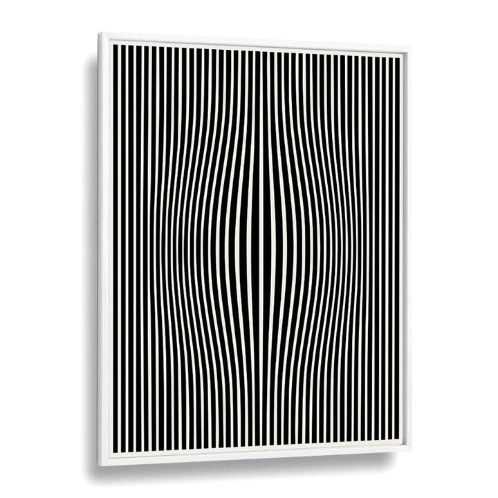 Stylish PERCEPTIVE PHANTASMAGORIA, ABSTRACT PAINTINGS by Preayna framed in white, showcasing mesmerizing line art.