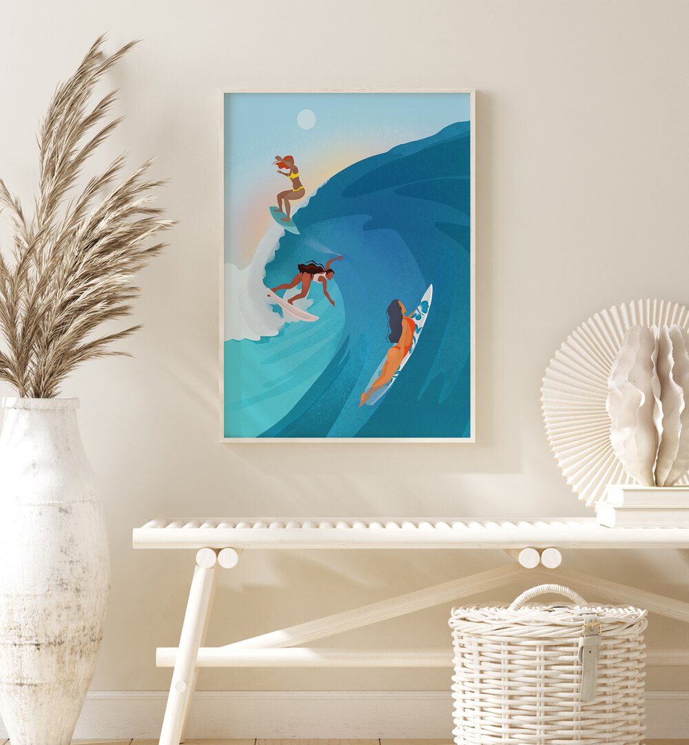 Stylish PETRA LIDZE GALLERY WALL featuring vibrant Surfers art print, perfect for enhancing your gallery walls.