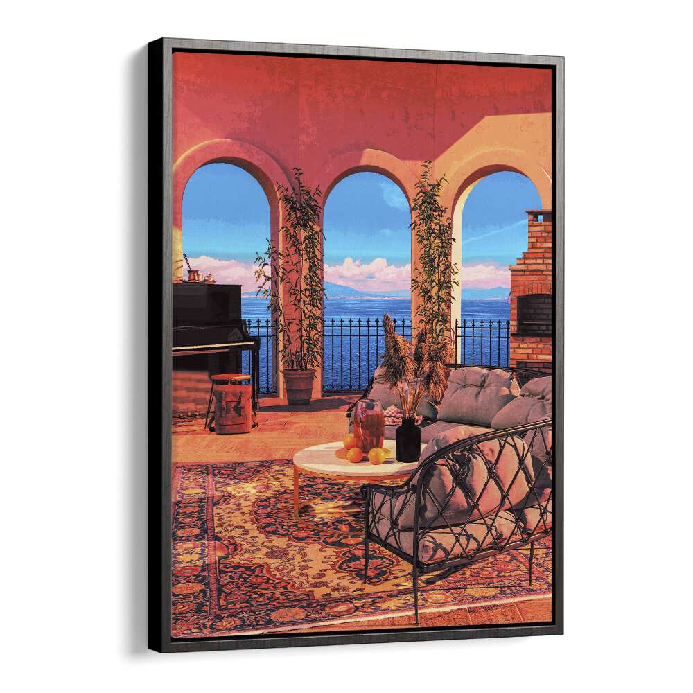Transform your space with PIANO TERRACE, SURREAL ART PRINTS by Cosmo Zach, featuring enchanting surrealism and vibrant colors.