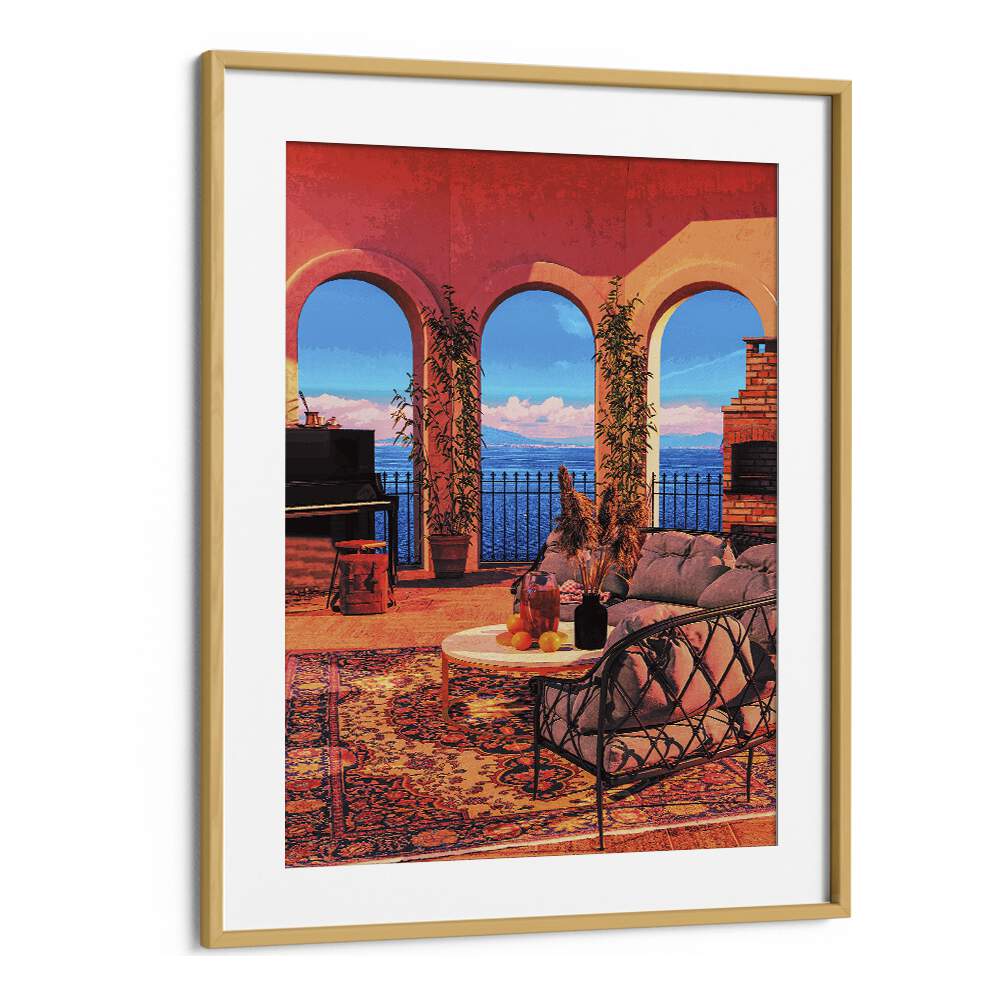 Transform your space with PIANO TERRACE, SURREAL ART PRINTS by Cosmo Zach, featuring vibrant colors and stunning scenery.