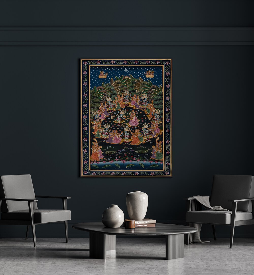 Vibrant PICHWAI PAINTINGS VIII, INDIAN ART PAINTINGS showcasing Rajasthan's artistic heritage in a stunning decor piece.
