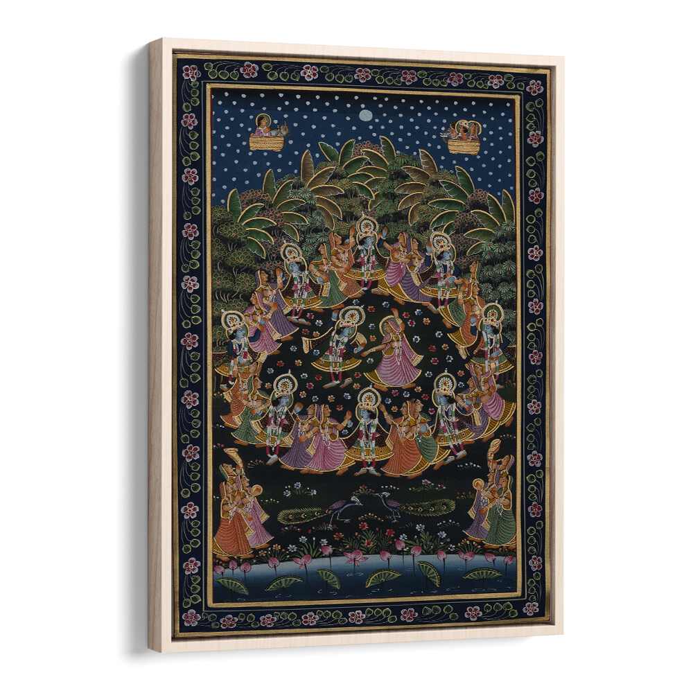Vibrant PICHWAI PAINTINGS VIII, INDIAN ART PAINTINGS showcasing Rajasthan's artistic heritage in a floater frame.