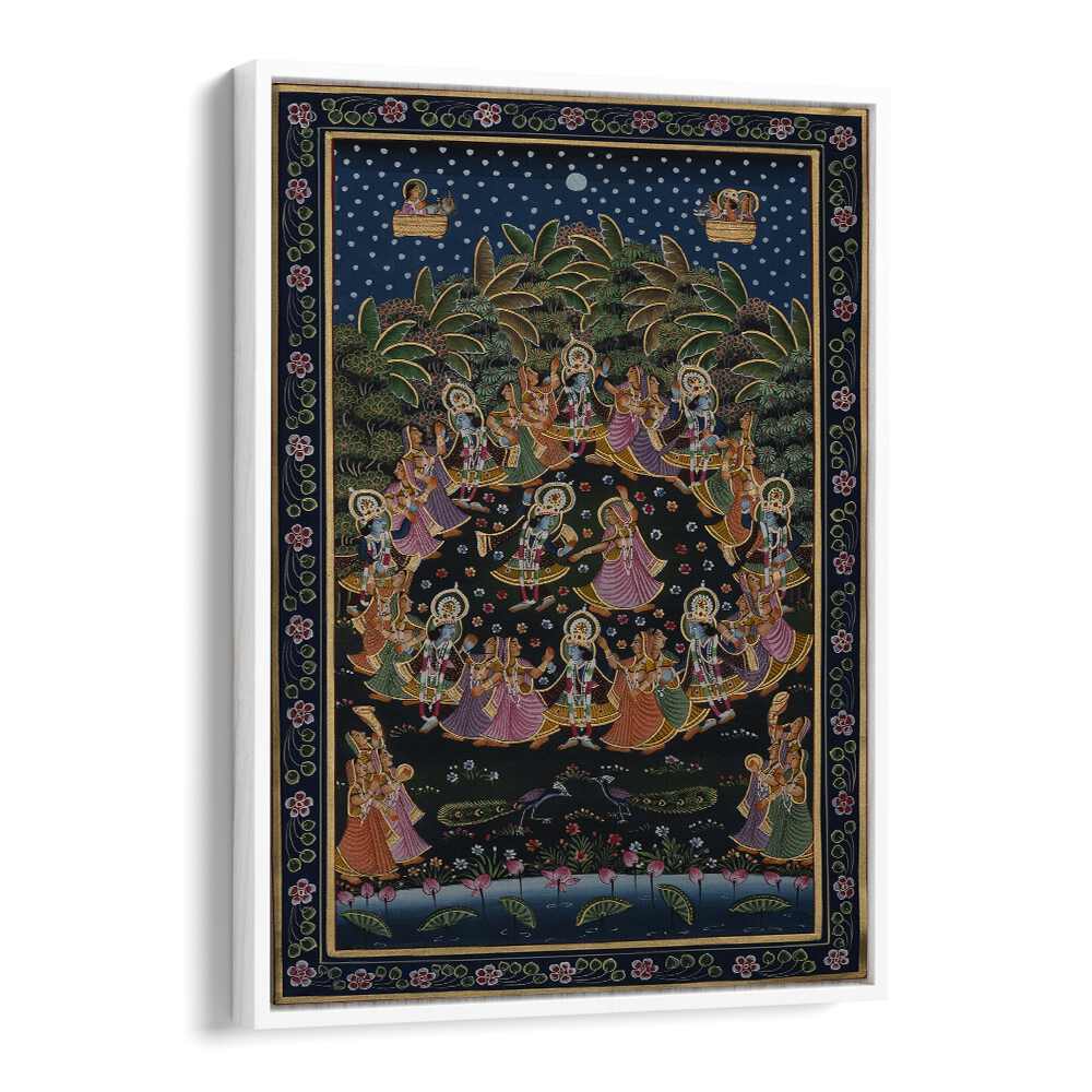 Vibrant PICHWAI PAINTINGS VIII, INDIAN ART PAINTINGS showcasing Rajasthan's rich heritage in a beautiful floater frame.