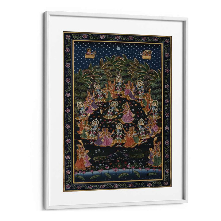 Vibrant PICHWAI PAINTINGS VIII, INDIAN ART PAINTINGS in a white frame, showcasing Rajasthan's artistic heritage.