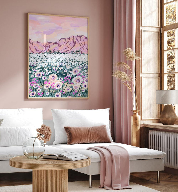 Stunning "Pink Desert" landscape painting by Sarah Gesek, perfect for elevating your living space. PINK DESERT, LANDSCAPE PAINTINGS.