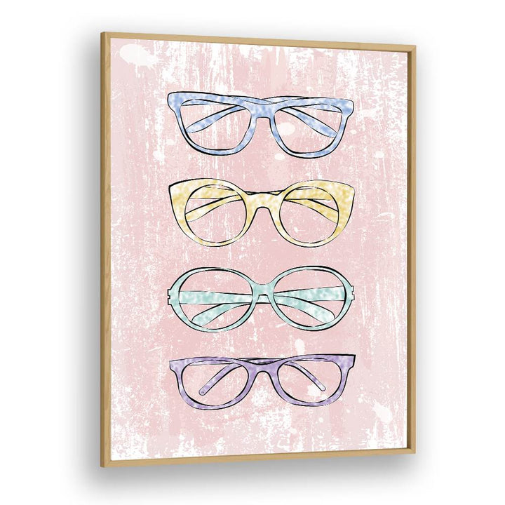 Stylish PINK GLASSES in a framed fashion poster by Martina, perfect for modern art lovers and chic decor.