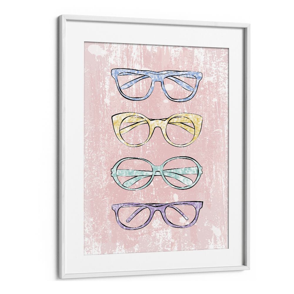 Stylish PINK GLASSES fashion posters by Martina, perfect for adding elegance to your modern art collection.