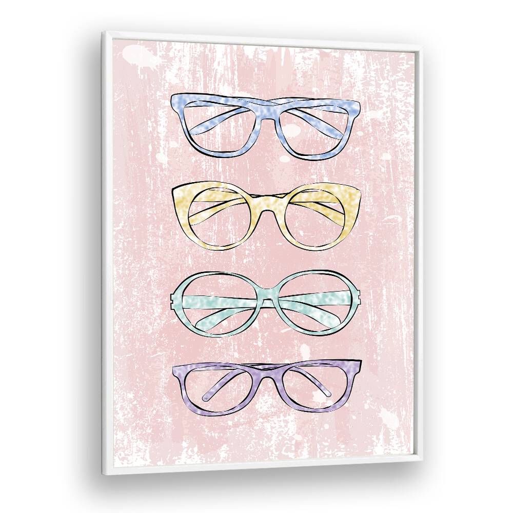 Stylish PINK GLASSES fashion posters by Martina, perfect for adding elegance to your modern art collection.
