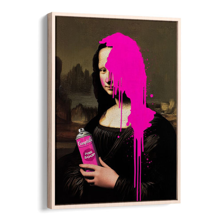 Vibrant PINK SOUP, POP ART PAINTINGS in a floater frame, perfect for adding liveliness to any room.