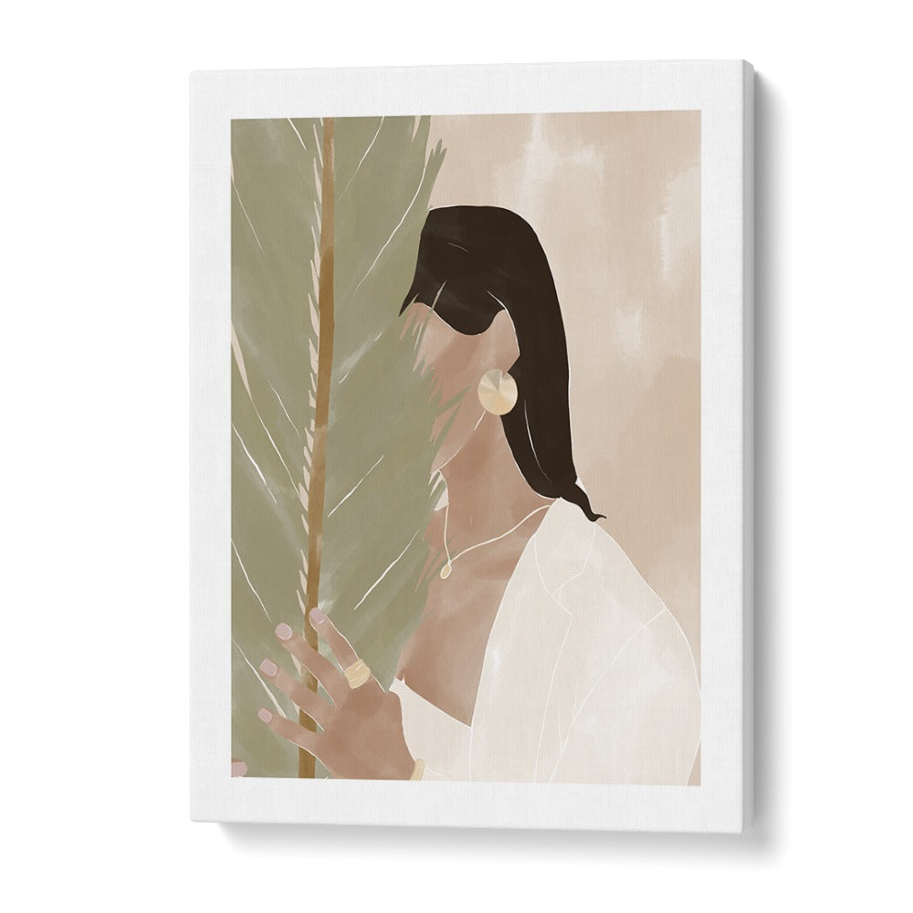 Elegant "Plant Mom" portrait by Ivy Green, showcasing a woman with a leaf, perfect for art lovers and plant enthusiasts.