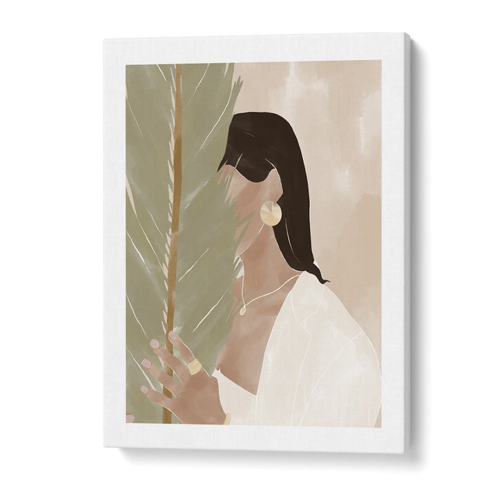 Elegant "Plant Mom" portrait by Ivy Green, showcasing a woman with a leaf, perfect for art lovers and plant enthusiasts.