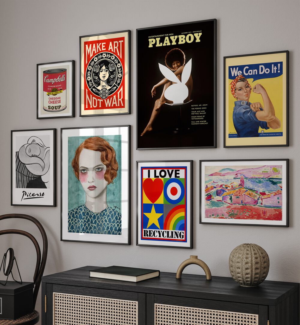 Add vintage charm to your space with the PLAYBOY SET GALLERY WALL, featuring iconic framed prints and unique gallery walls.