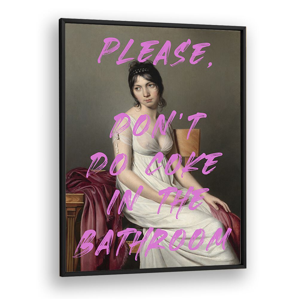 Striking altered art print "DONT COKE IN THE BATHROOM" by The Art Concept adds a bold statement to any space.
