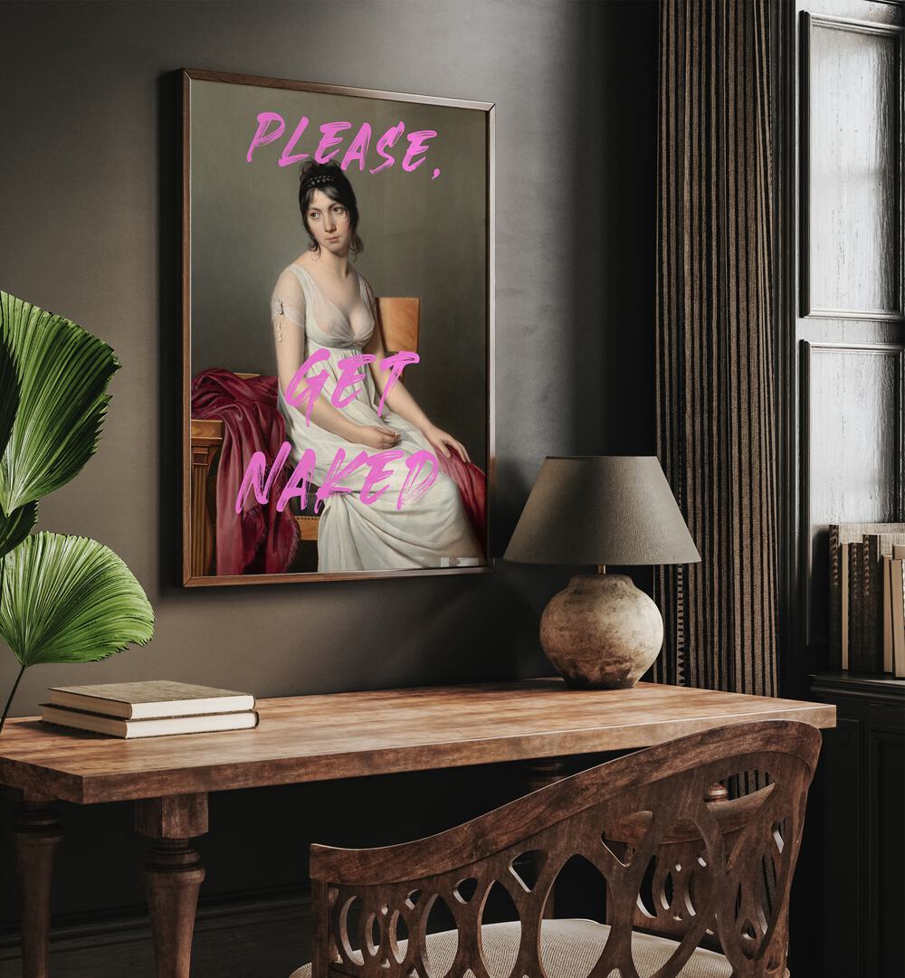 Transform your space with PLEASE GET NAKED, ALTERED ART PRINTS by The Art Concept, celebrating bold self-expression.