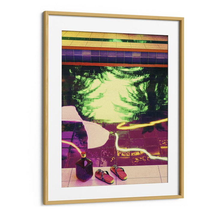 Colorful Poolside II, Surreal Art Prints by Cosmo Zach, showcasing vibrant reflections and playful summer vibes.