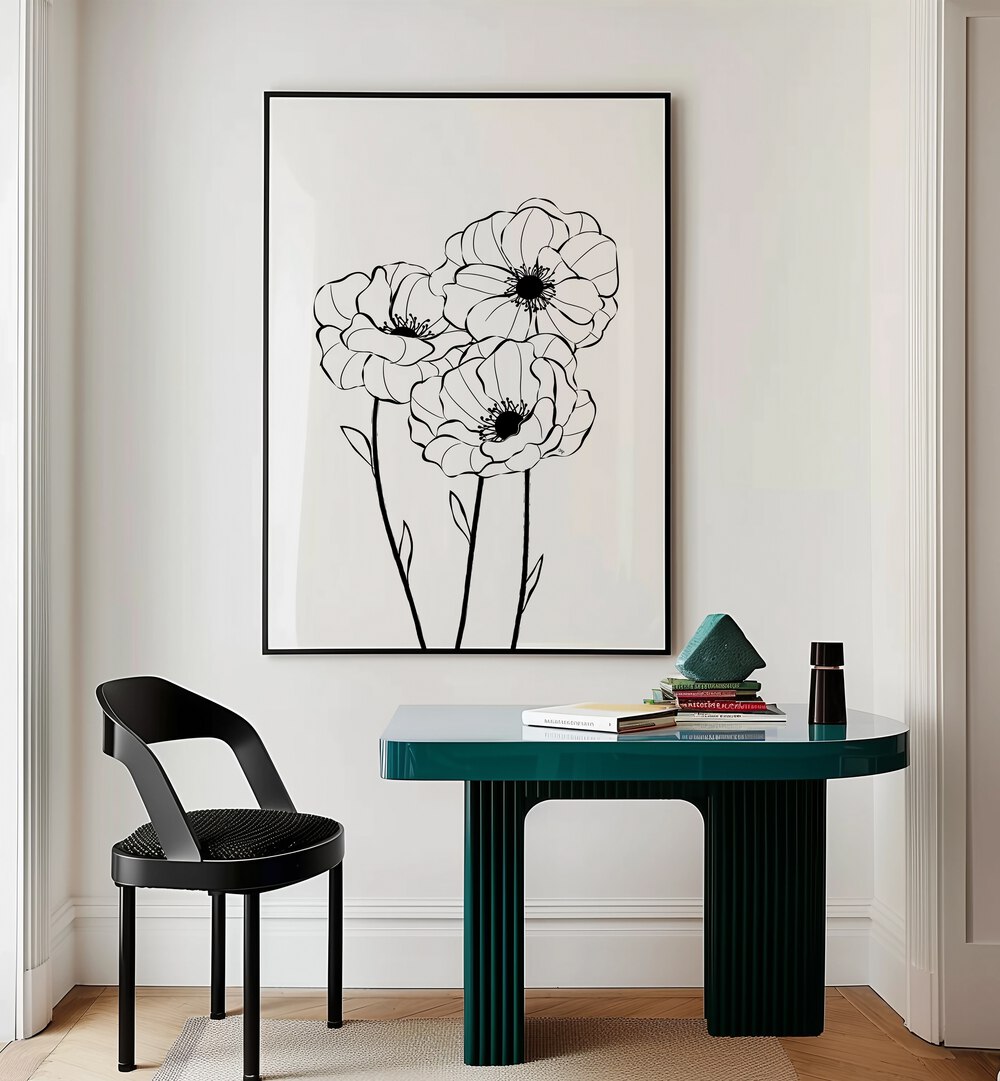Elevate your space with POPPIES, LINE ART PAINTINGS by Martina, showcasing elegant and minimalist floral designs.