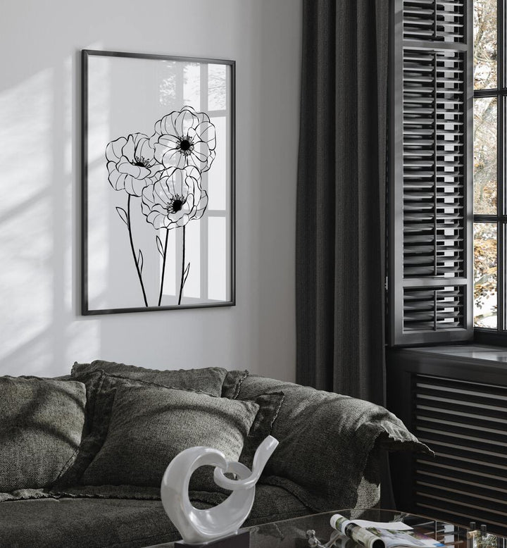 Elegant POPPIES, LINE ART PAINTINGS by Martina enhance your decor with minimalist beauty and grace.