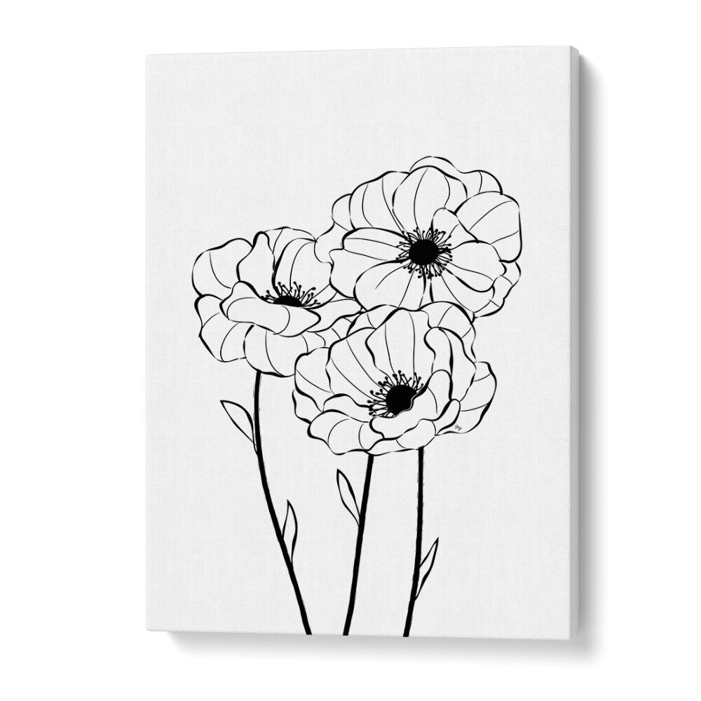 Stunning POPPIES, LINE ART PAINTINGS by Martina, showcasing delicate poppies in a minimalist design for elegant decor.