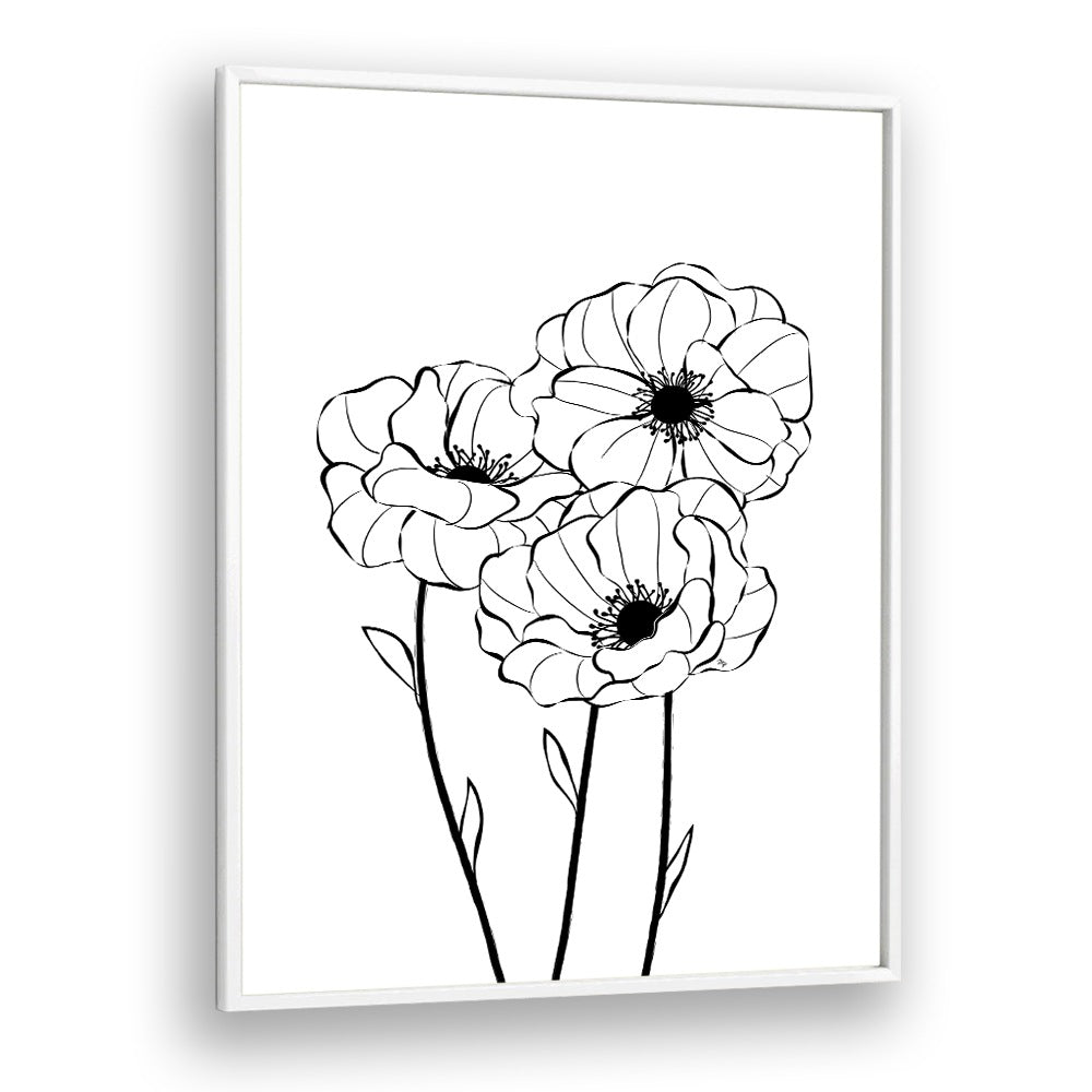 Elegant Poppies, line art paintings by Martina, add minimalist beauty to any decor with delicate floral designs.