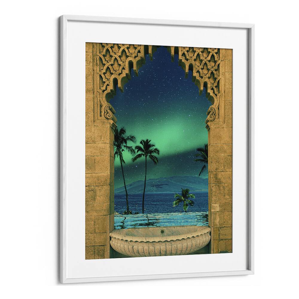 Stunning PORTAL IN TO THE NIGHT, SURREAL ART PRINTS by Cosmo Zach, featuring a mesmerizing night scene in a framed design.