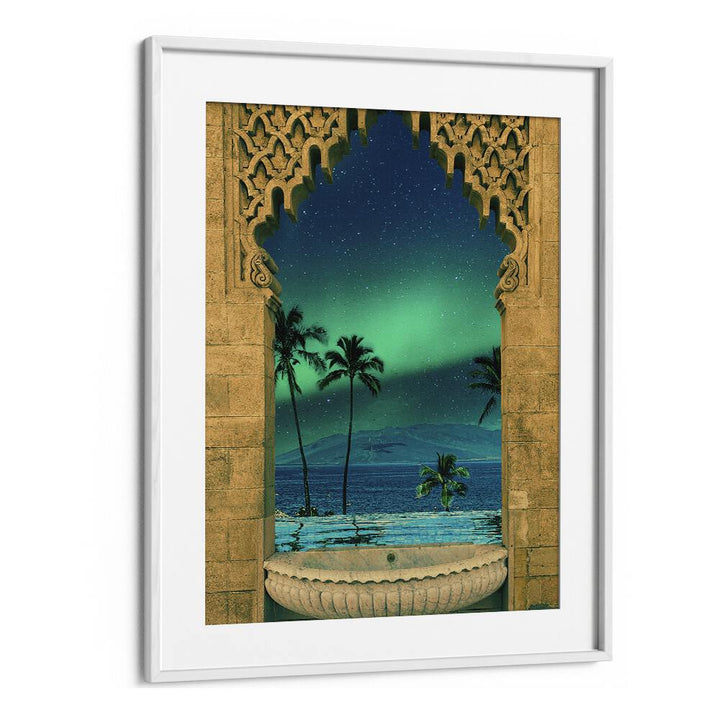 Stunning PORTAL IN TO THE NIGHT, SURREAL ART PRINTS by Cosmo Zach, featuring a mesmerizing night scene in a framed design.