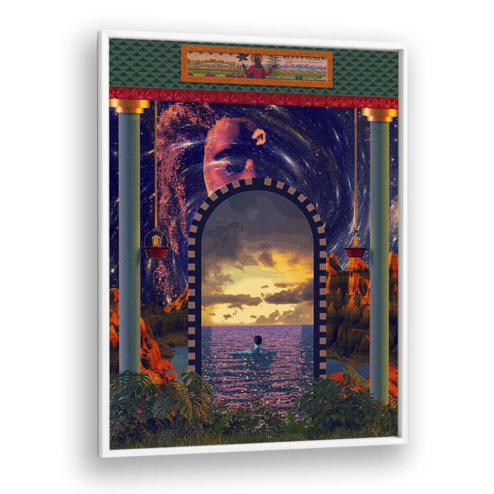 Portal to an Ocean II, Surreal Art Prints by Cosmo Zach, showcases a mesmerizing doorway to a vibrant ocean scene.
