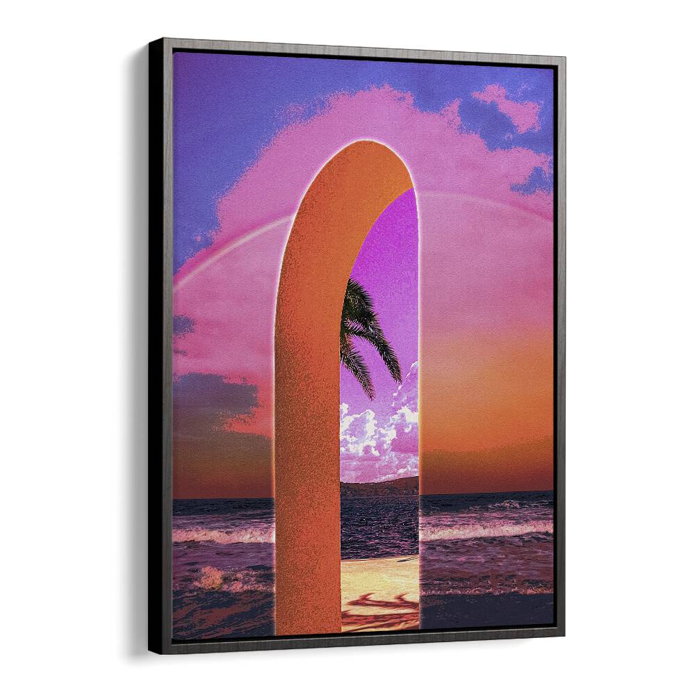 Portal Vaporwave By Cosmo Zach Surreal Art Prints Surrealism in Black Floater Frame