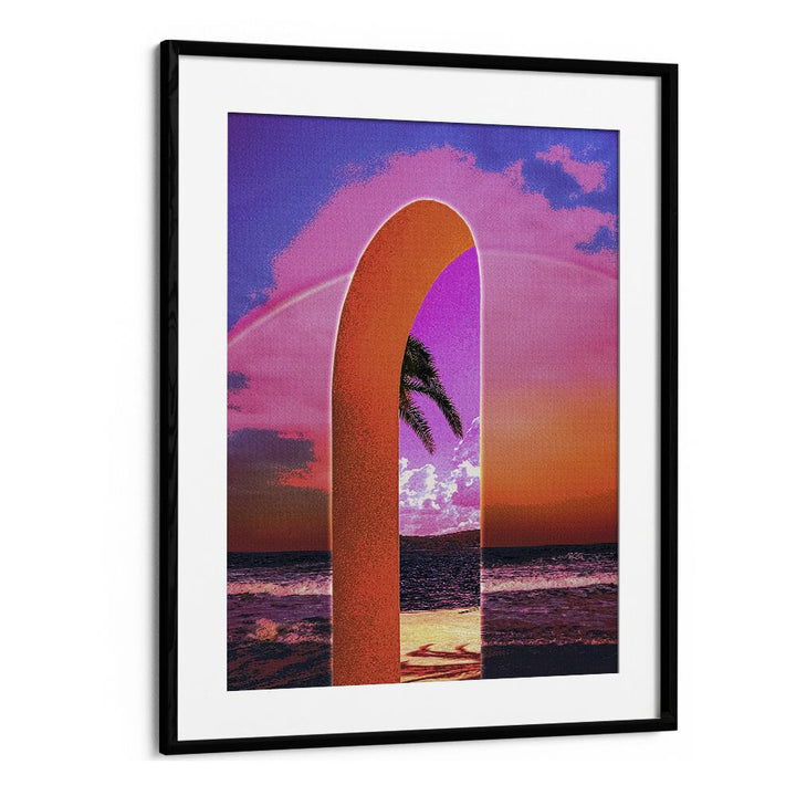 Portal Vaporwave By Cosmo Zach Surreal Art Prints Surrealism in Black Frame With Mount
