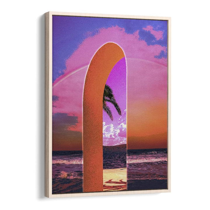 Portal Vaporwave By Cosmo Zach Surreal Art Prints Surrealism in Oak Wood Floater Frame
