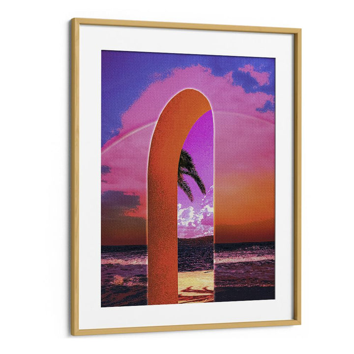 Portal Vaporwave By Cosmo Zach Surreal Art Prints Surrealism in Oak Wood Frame With Mount