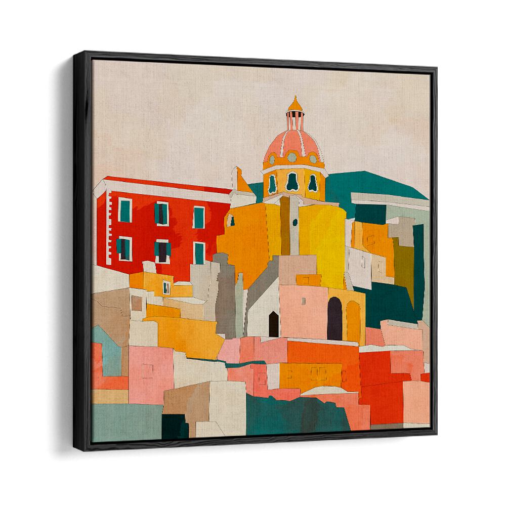 Vibrant PROCIDA ITALY KOPIE, LANDSCAPE PAINTINGS by Ana Rut Bre, showcasing serene Italian architecture and colors.