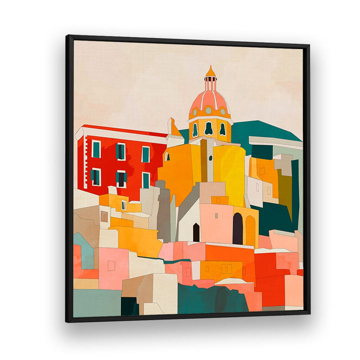 Colorful abstract artwork of Procida, Italy, showcasing the charm of PROCIDA ITALY KOPIE, LANDSCAPE PAINTINGS.
