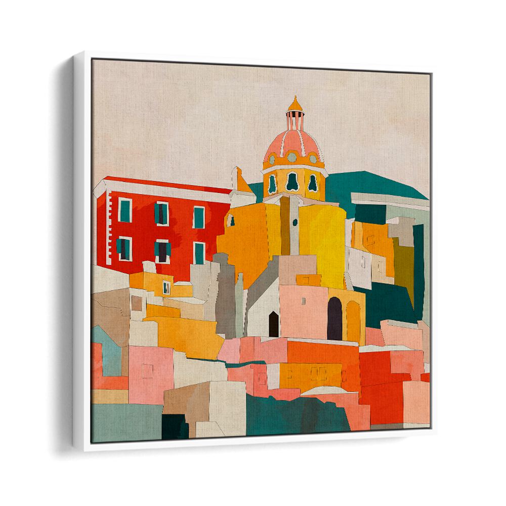 Vibrant PROCIDA ITALY KOPIE, LANDSCAPE PAINTINGS by Ana Rut Bre enhance your space with Italian coastal charm.