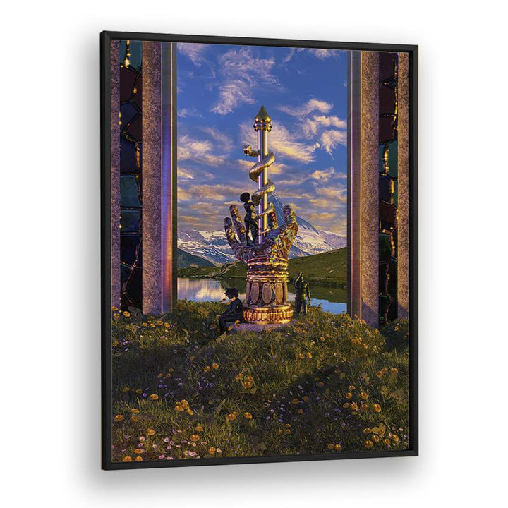 Experience the magic of PROTECTION II, SURREAL ART PRINTS by Cosmo Zach, featuring captivating surreal landscapes.