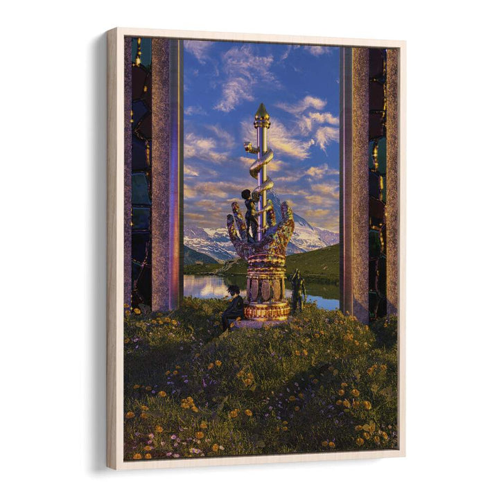 Experience the allure of PROTECTION II, SURREAL ART PRINTS by Cosmo Zach, showcasing stunning surrealism in a floater frame.