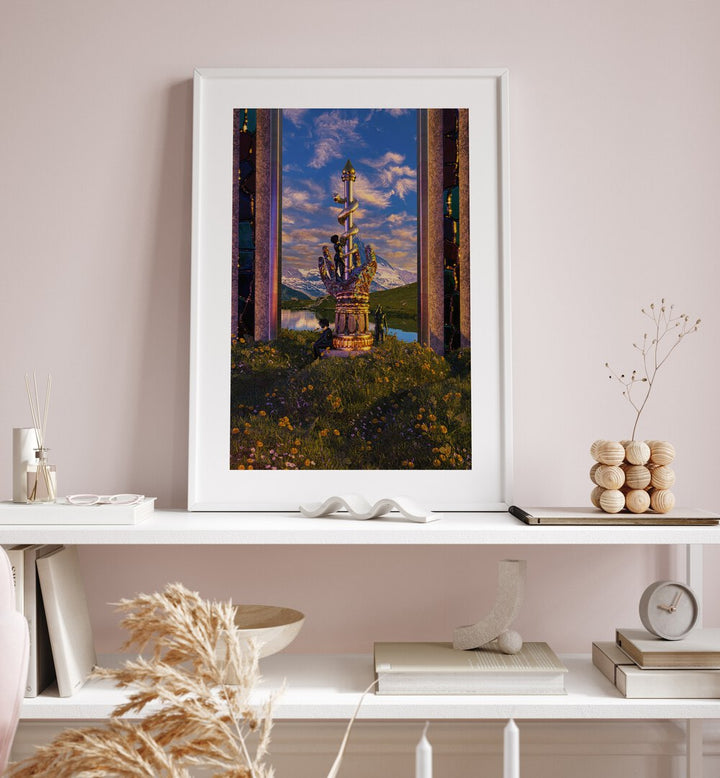 Stylish display of PROTECTION II, SURREAL ART PRINTS by Cosmo Zach, showcasing surreal landscapes and vibrant colors.