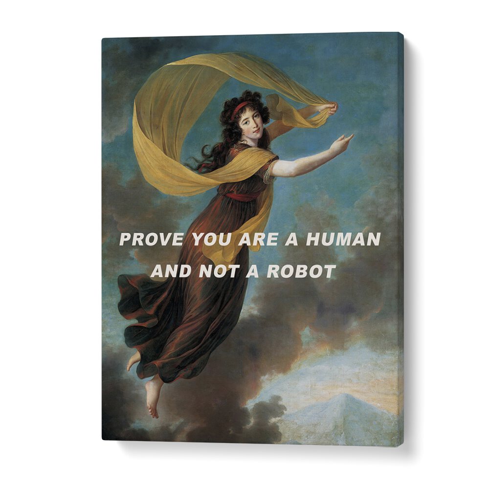 Captivating PROVE YOU ARE A HUMAN, ALTERED ART PRINTS featuring a striking figure, perfect for inspiring any space.